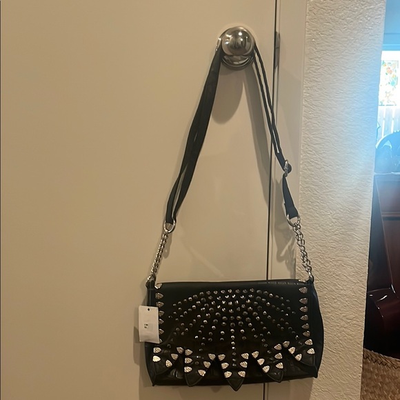 Studded Black Shoulder Bag - Picture 1 of 4